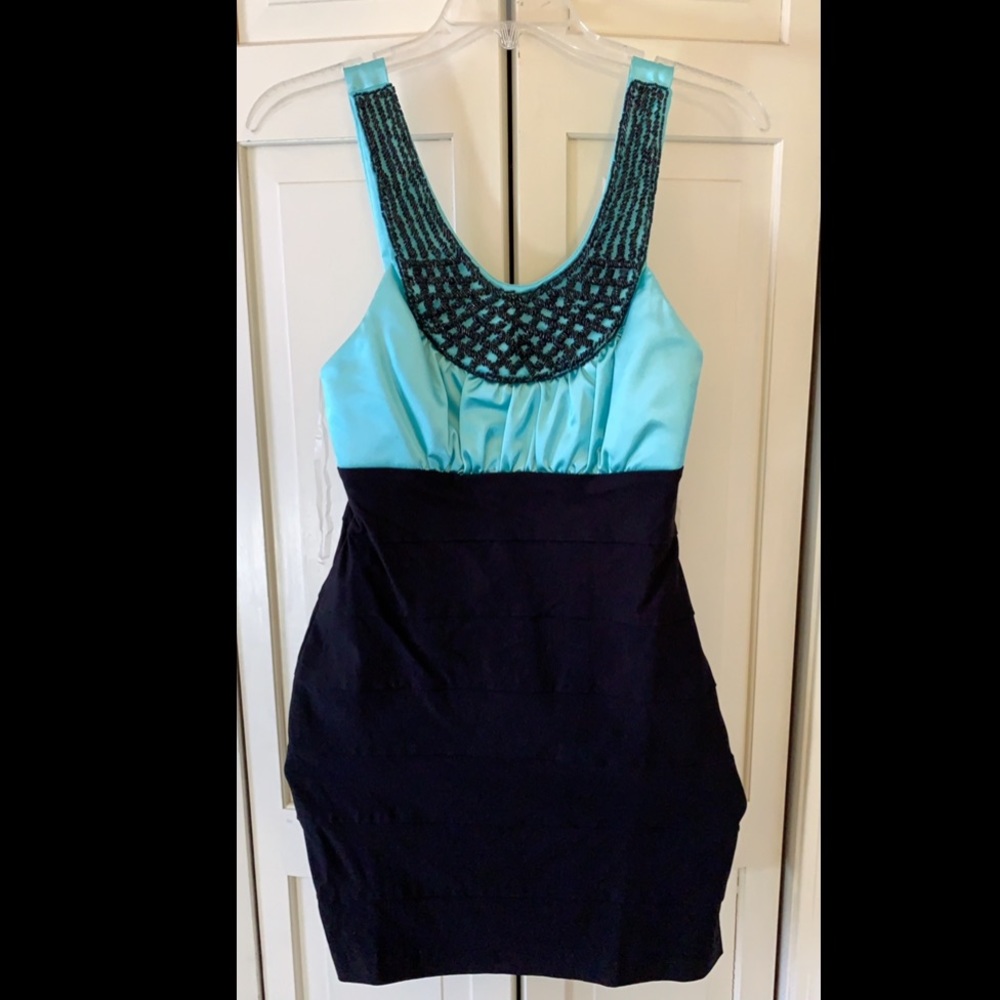 Teal/black dress